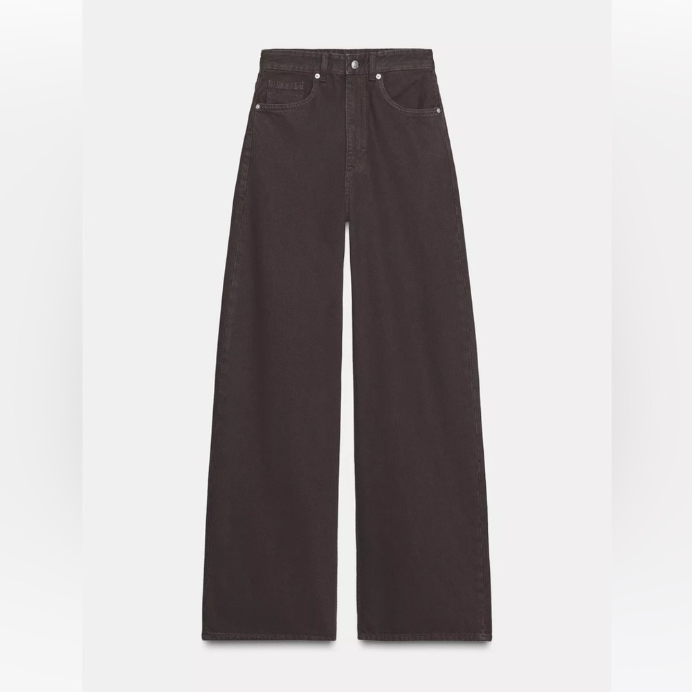 Zara size 2 High Waisted Extra Wide Leg Brown Jeans